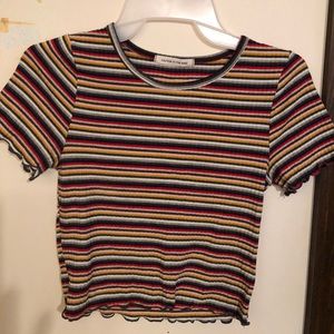 Caution to the Wind striped crop shirt, Medium